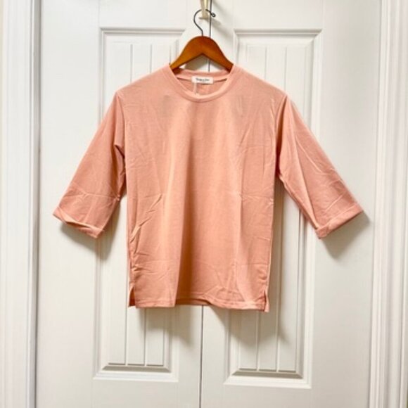 NWT Boxy 3/4 Sleeves Tee Shirt Pink - Picture 2 of 14